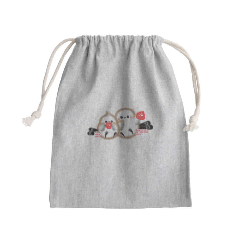 ふわっとラテしまちゃんのお店のマグカップ持ったラテしまちゃん Mini Drawstring Bag