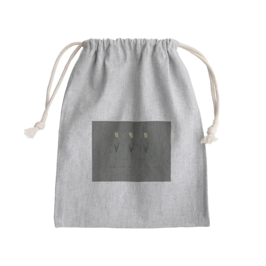 rilybiiのKhaki gray × Cream three tulip Mini Drawstring Bag