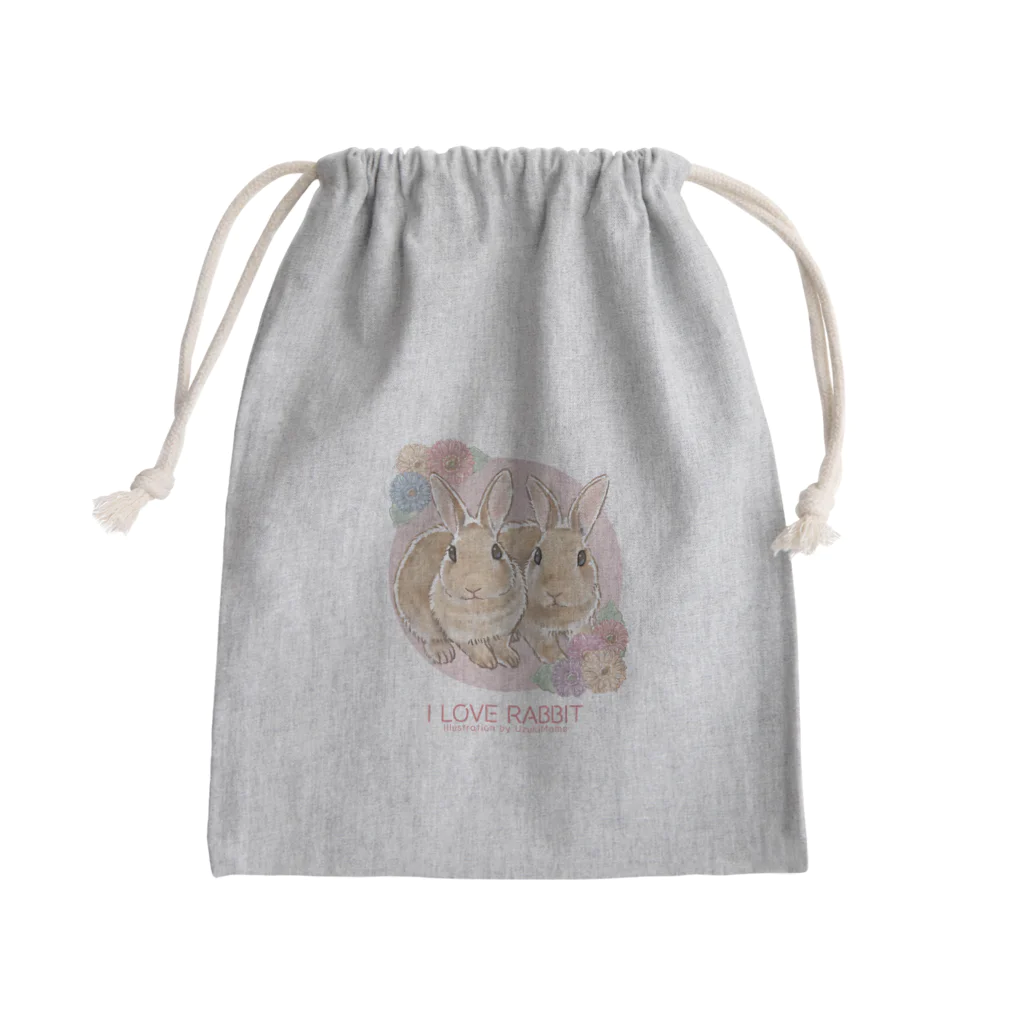 卯月まめのもふもふイラスト屋さんの4：I LOVE RABBIT(ネザーランドドワーフ) Mini Drawstring Bag