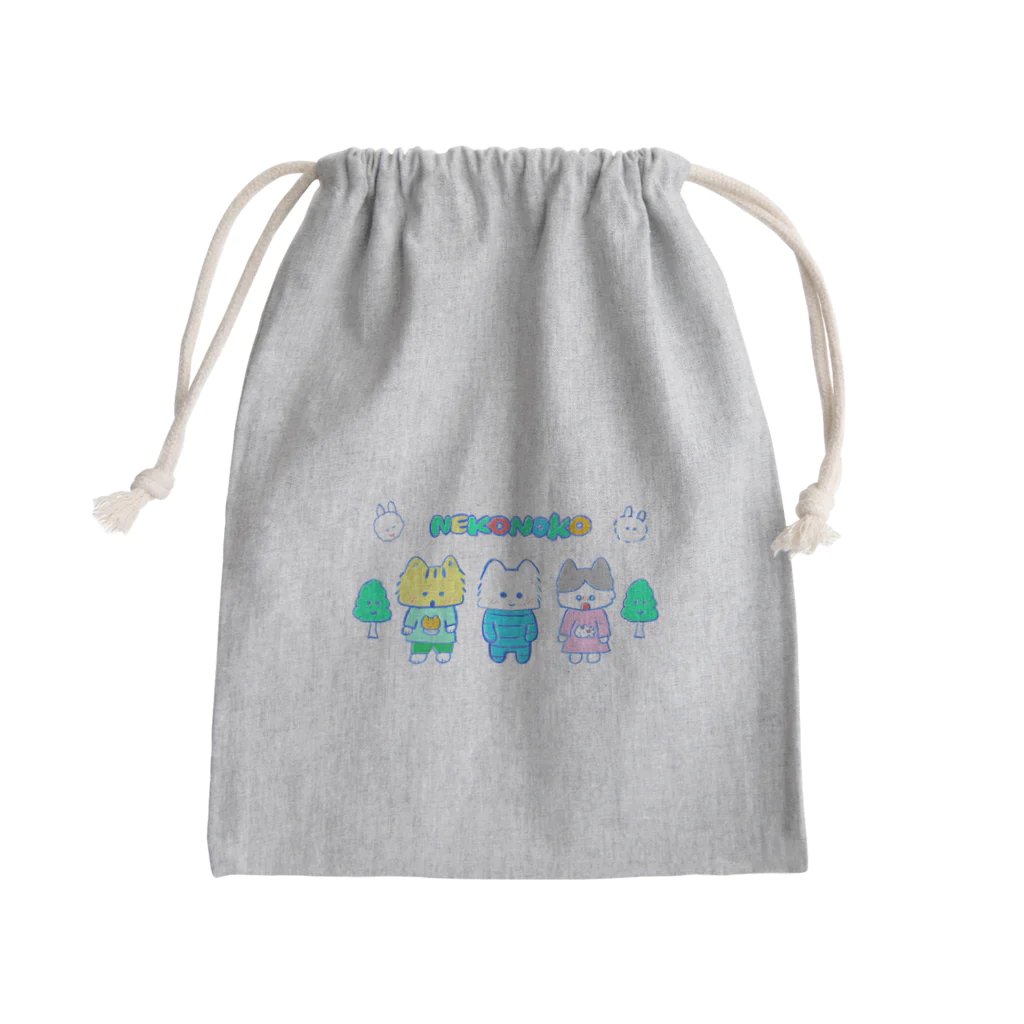 NEKONOKOのネコノコキャラ レトロバージョン Mini Drawstring Bag