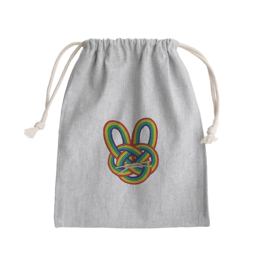 虹いろびより🌈の虹いろびより　水引　うさぎ柄 Mini Drawstring Bag