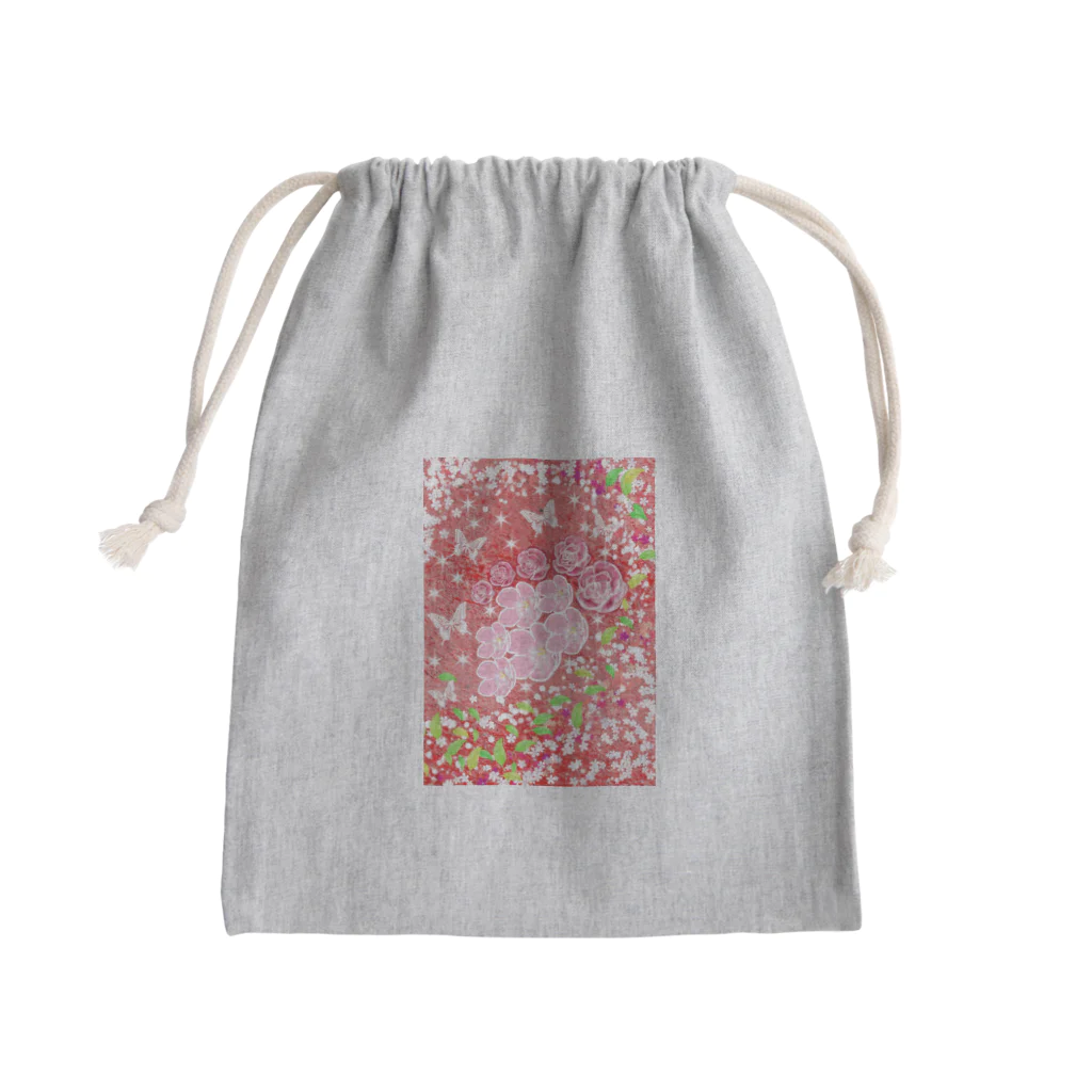 Ｒinkの和柄風花と蝶々 Mini Drawstring Bag