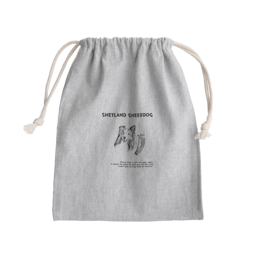 onehappinessのシェルティ　イラスト　forever Mini Drawstring Bag