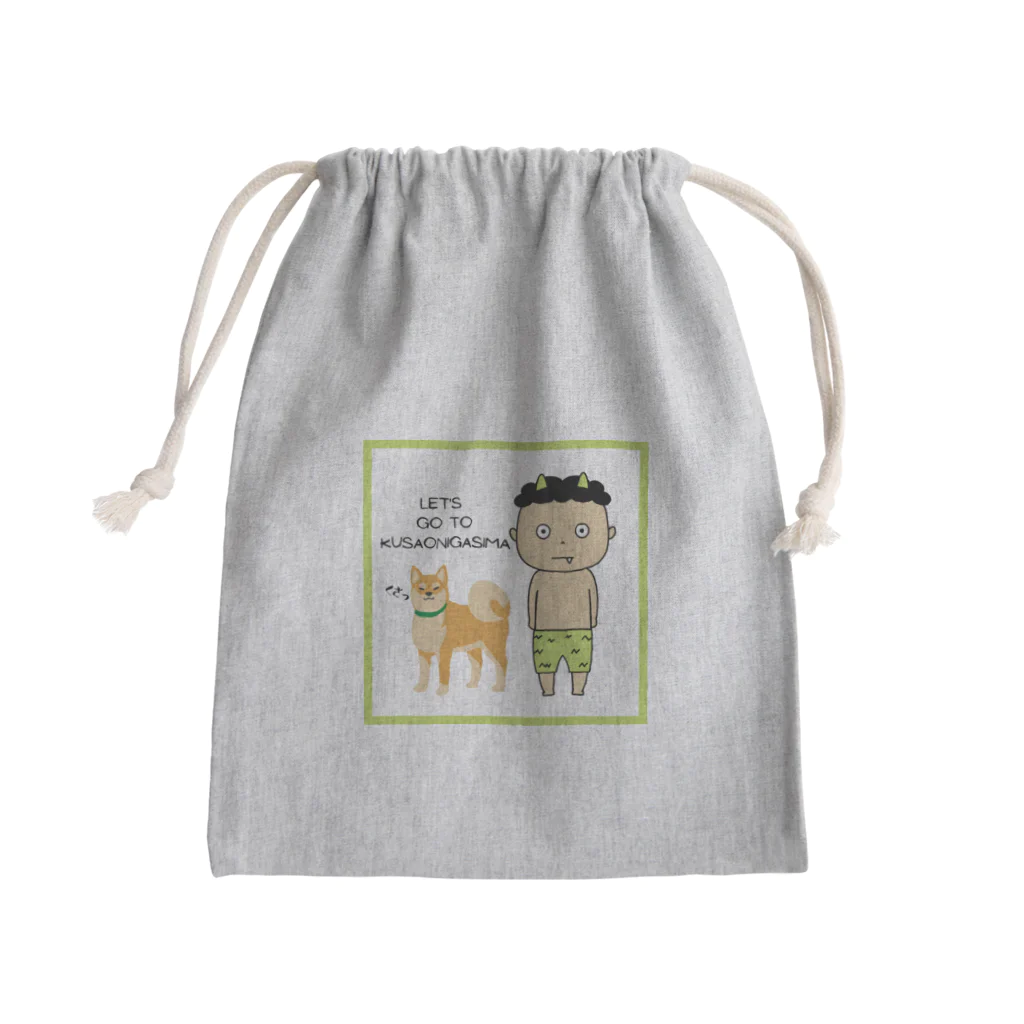 柴犬こむぎとボクの三浦半島の柴犬こむぎと臭鬼さん Mini Drawstring Bag