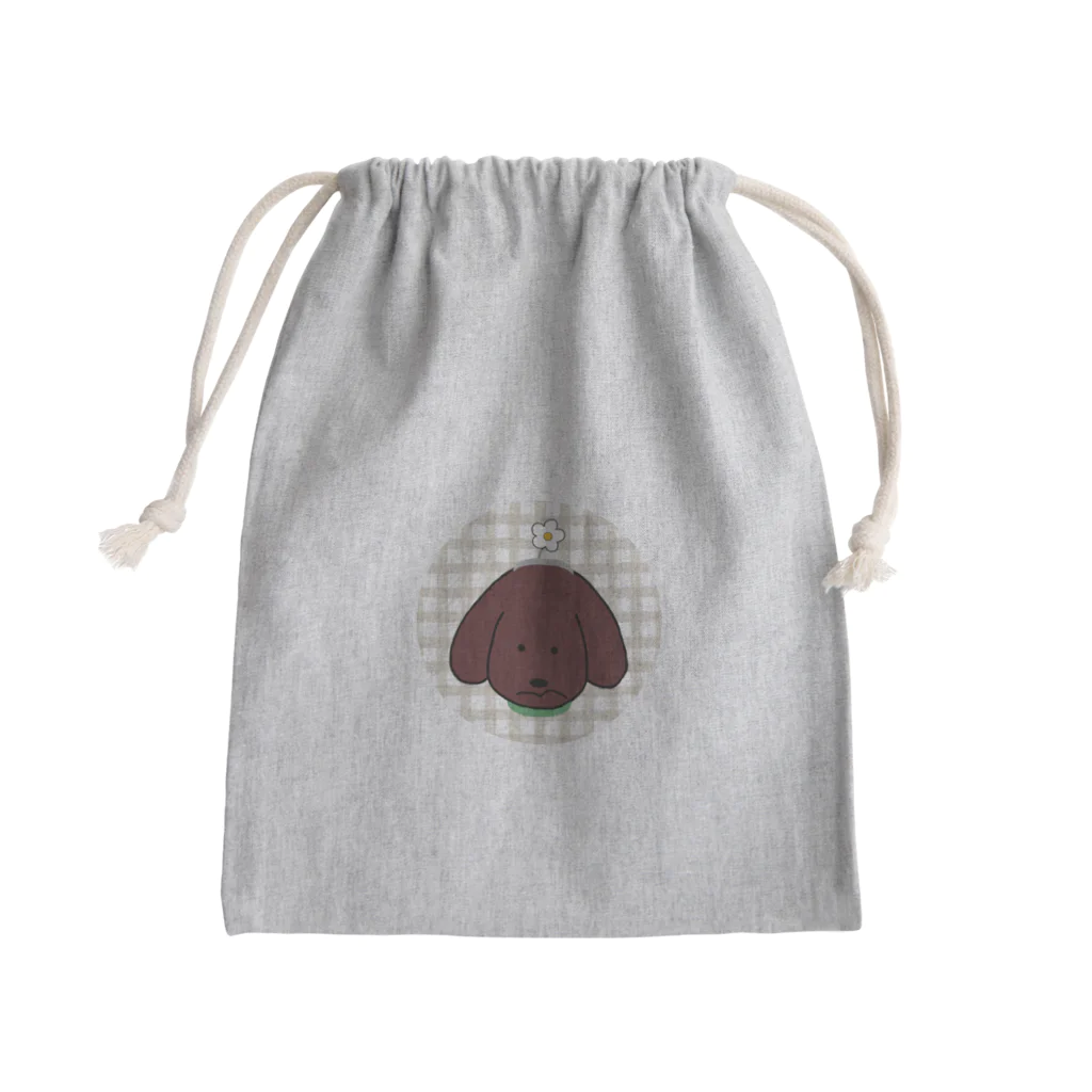 ワンコとカチューシャの茶色ダックスとカチューシャ(チェック) Mini Drawstring Bag