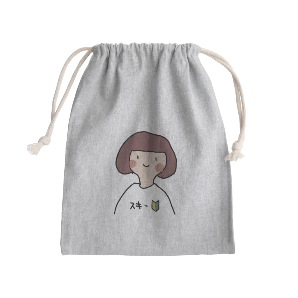 yamamototomohiroのスキー初心者女子 Mini Drawstring Bag