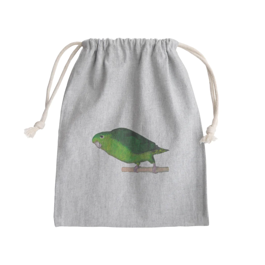 森図鑑の[森図鑑] サザナミインコ緑色 Mini Drawstring Bag