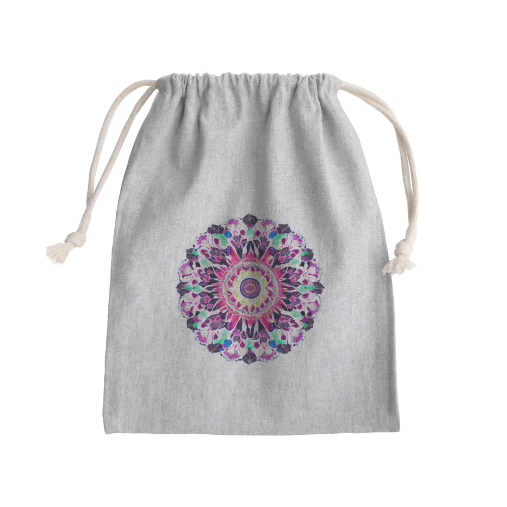 Lala-natural-accessoryのMandala Flower Mini Drawstring Bag