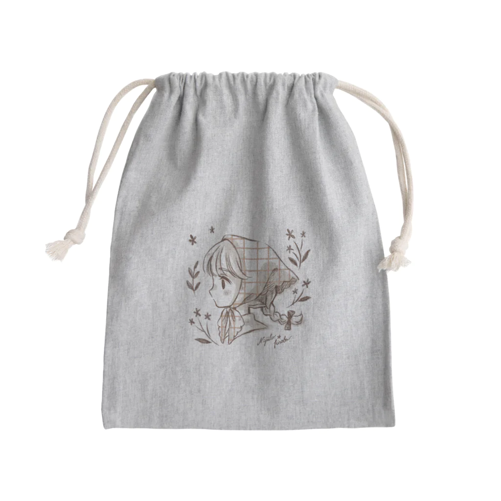 にじいろ＊ひろばのバンダナのお嬢さん Mini Drawstring Bag