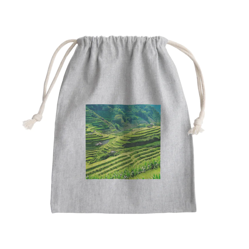 dolphineの日本の原風景　棚田 Mini Drawstring Bag