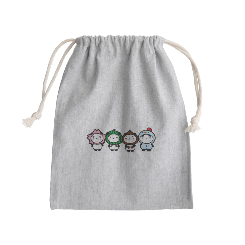 💚ぱなえてんてー💚の春夏秋冬パンダさん Mini Drawstring Bag