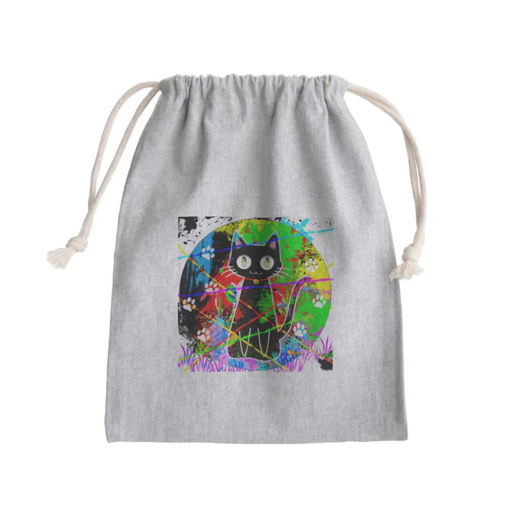 HolyMomentの黒猫にゃん Mini Drawstring Bag