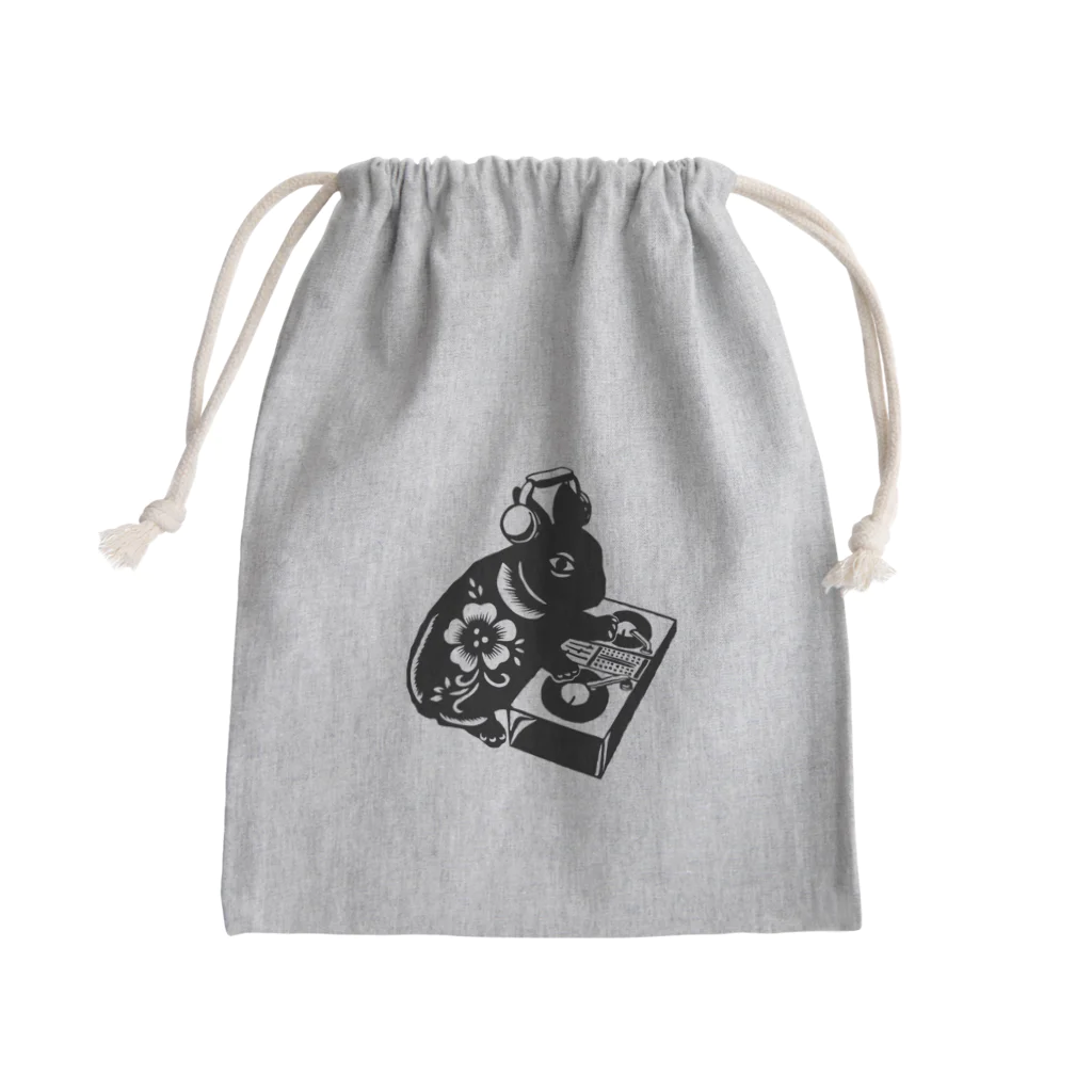 小梅製作所のDJ小梅（DJシャオメイ、DJうさぎ）黒 Mini Drawstring Bag