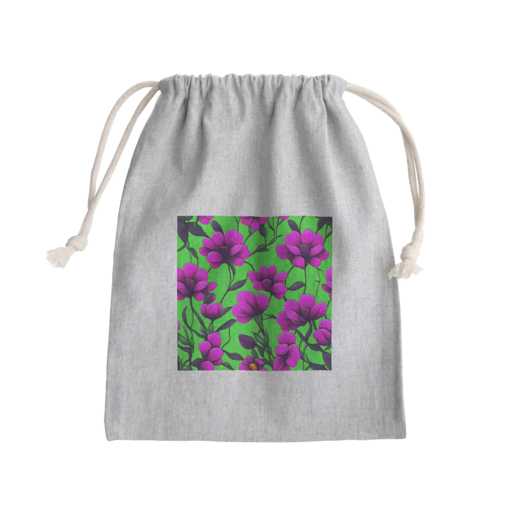 dolphineの紫の鮮やかな花 Mini Drawstring Bag