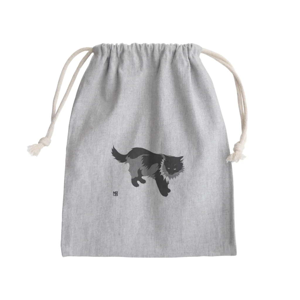 無真獣73号のたてがみのある猫の布かばん・白黒 Mini Drawstring Bag