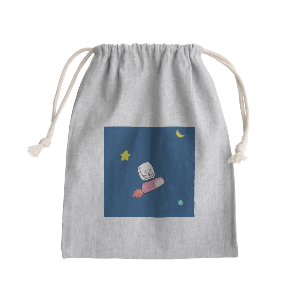 おとうふくんのすあまロケットで夜空を進むおとうふくん Mini Drawstring Bag