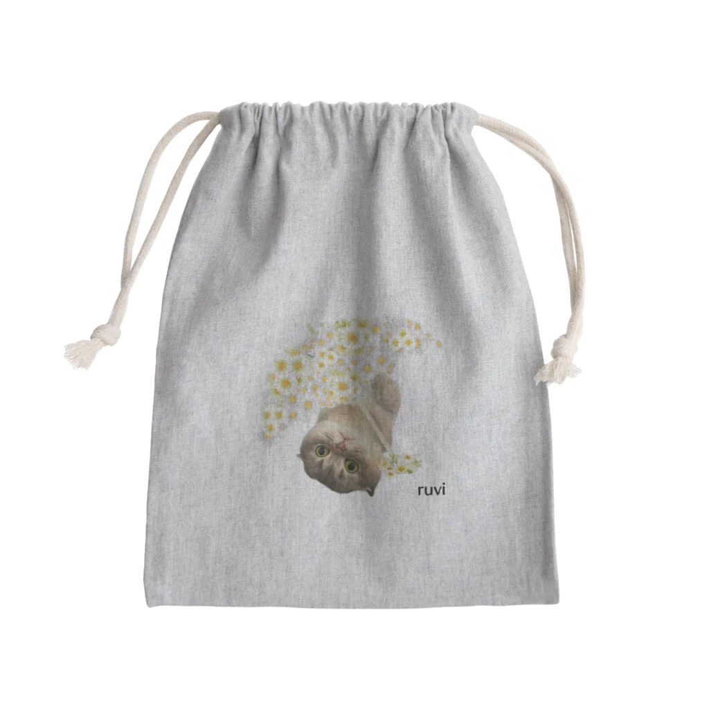 ゆきリンアート【保護猫活動 支援】の花傘ーるびちゃん Mini Drawstring Bag