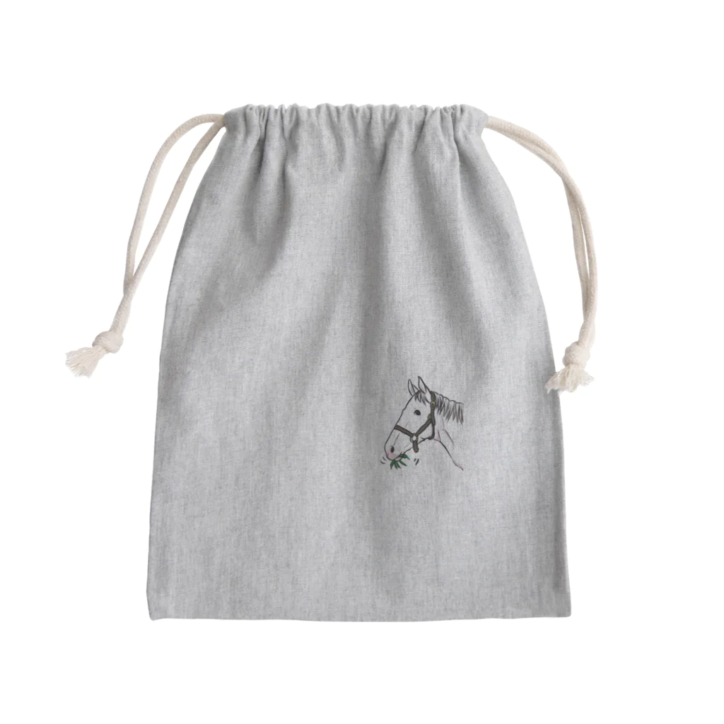 ユルークうーまショップのあし毛のモグモグ馬 Mini Drawstring Bag