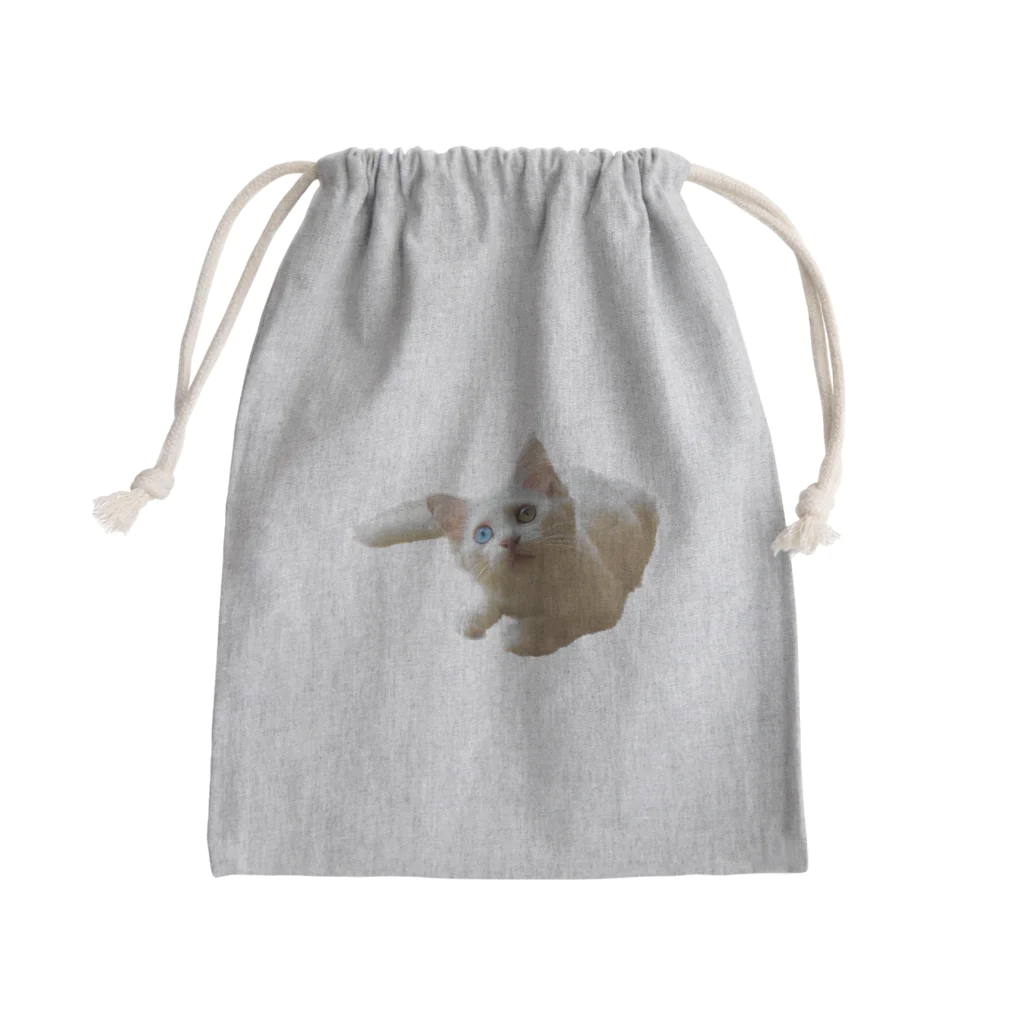 エマメ本舗のオッドアイの白猫エマメちゃんグッズ Mini Drawstring Bag