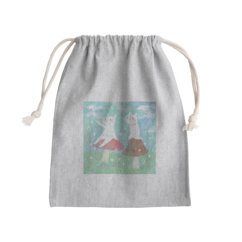 スプラウトのキノコと白い生き物 Mini Drawstring Bag