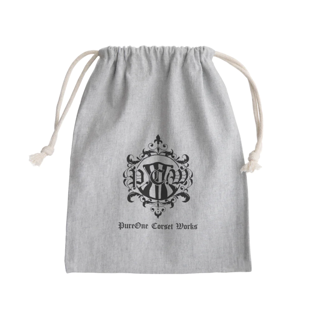 ピュアワン コルセット ワークスのメインロゴ柄 Mini Drawstring Bag