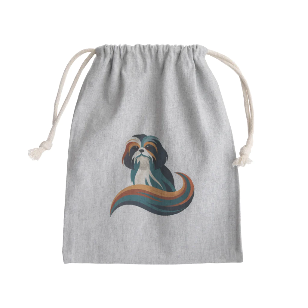 Elegant curved dogのElegant Curved Shih Tzu Mini Drawstring Bag