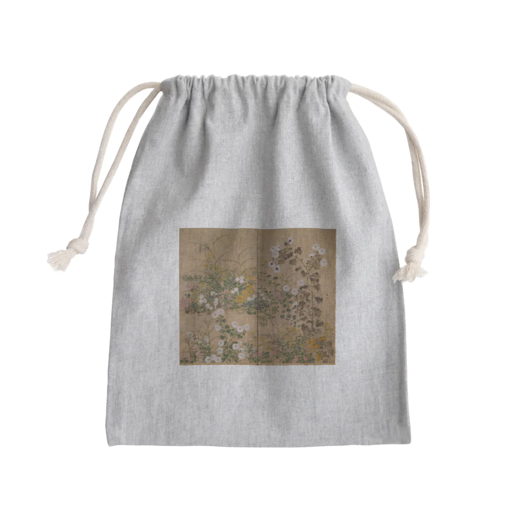 寿めでたや(ukiyoe)の日本画：尾形光琳_秋草図 右隻 Mini Drawstring Bag