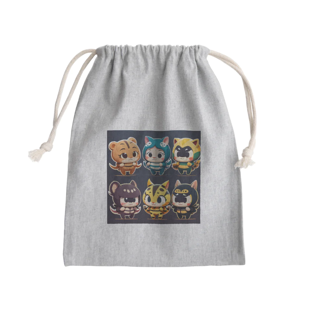 可愛い存在まじ癒しのイカネコレンジャーズ Mini Drawstring Bag