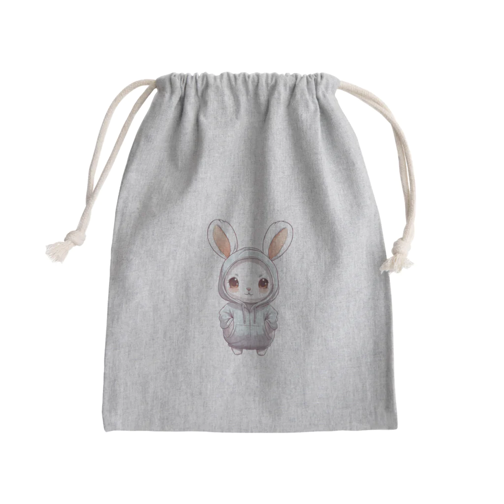 Vasetti_pressのパーカーを着ているうさぎちゃん Mini Drawstring Bag