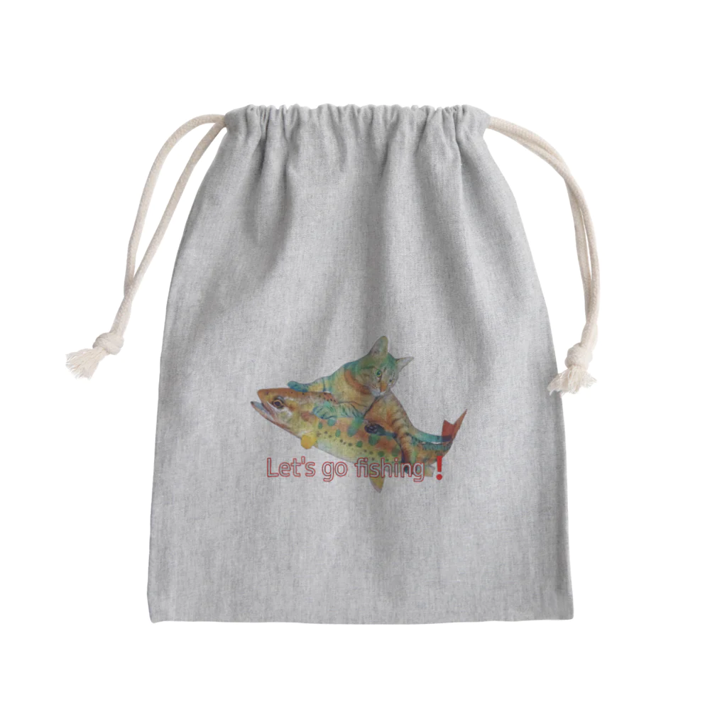 ニャンウィズのアニキのお魚ゲットだぜ❗️ Mini Drawstring Bag