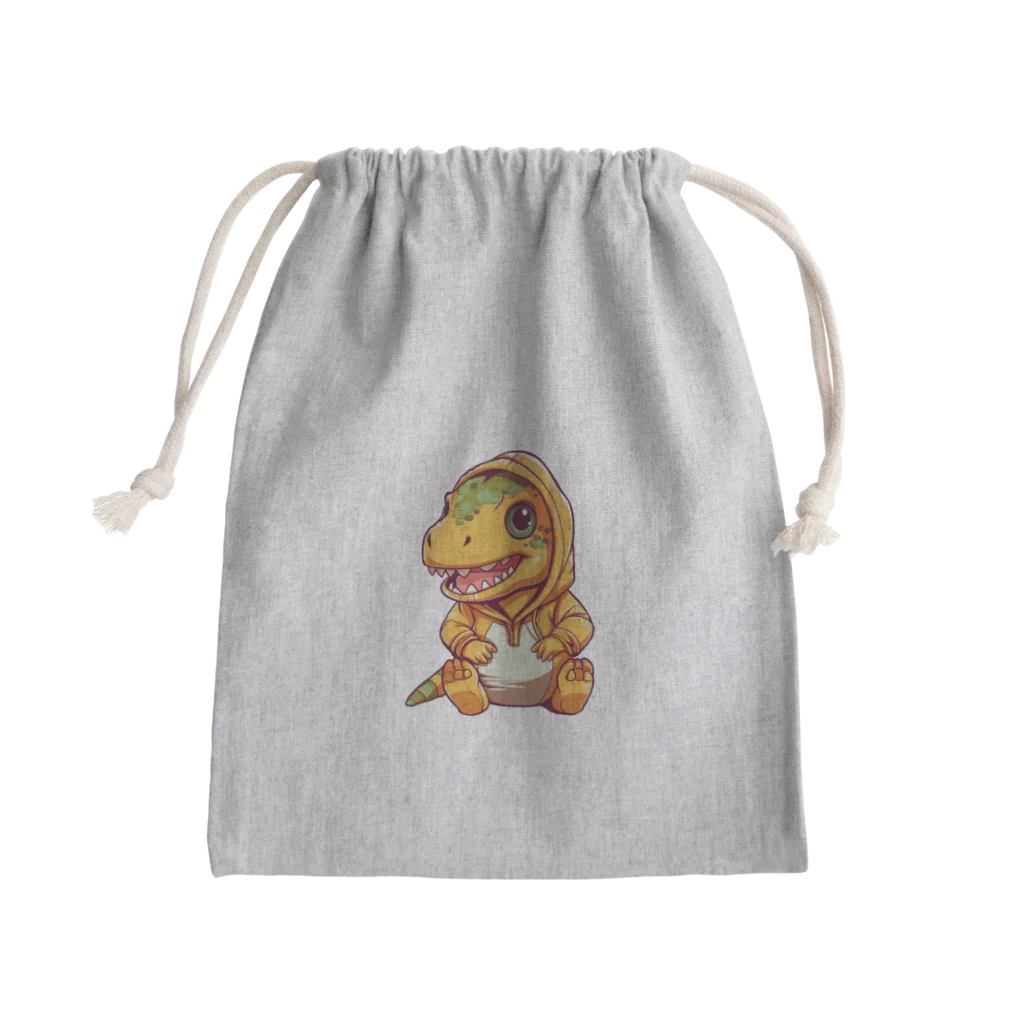 Vasetti_pressのパーカーを着たティラノサウルス Mini Drawstring Bag