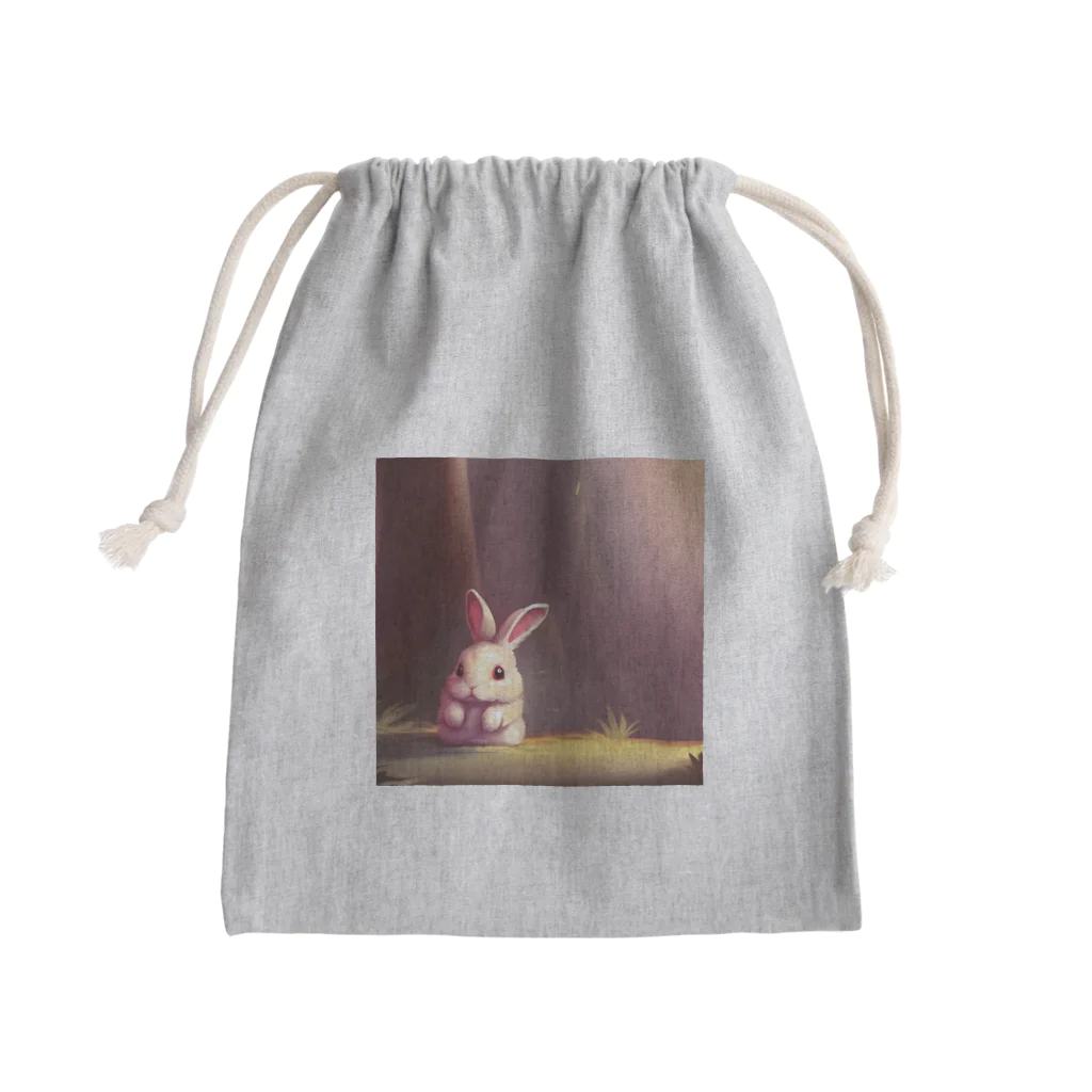 幸せアートワールドのふさふさうさぎ Mini Drawstring Bag