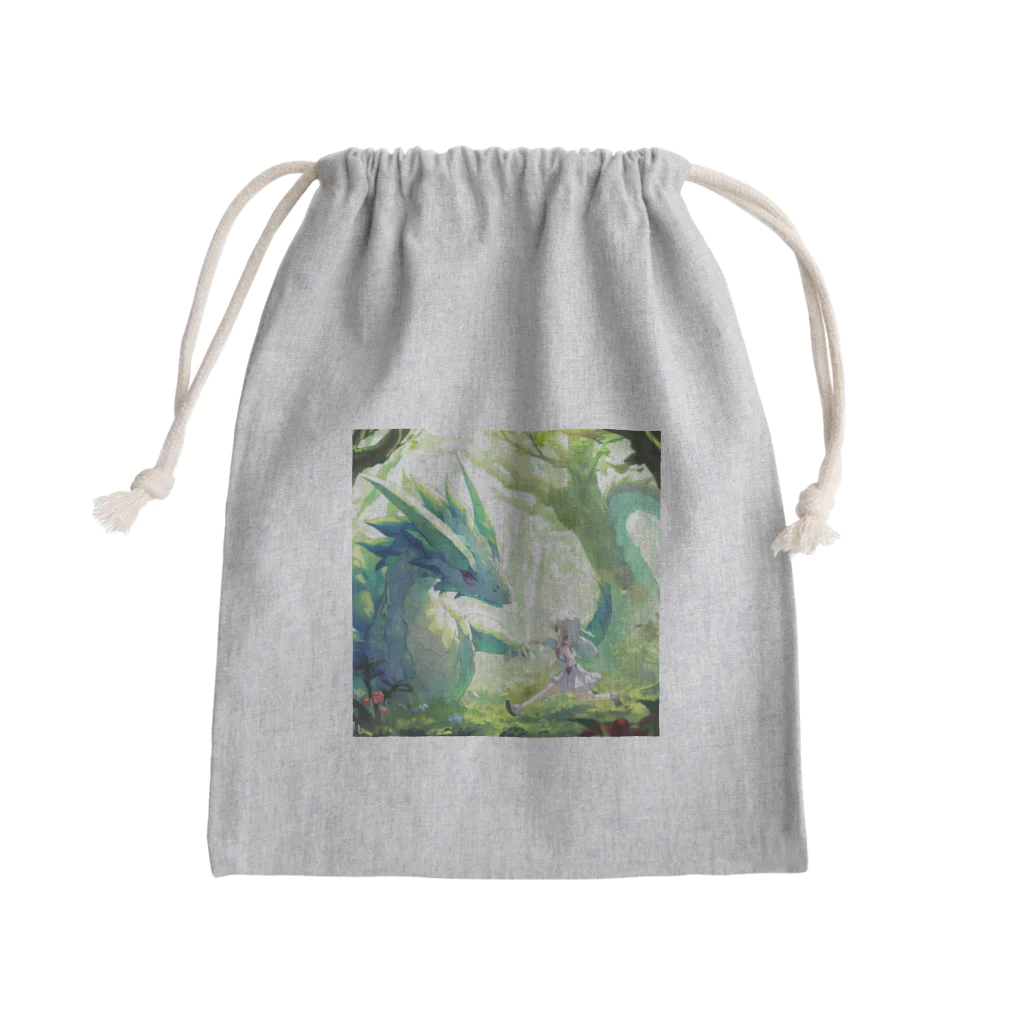 Wakuryuの八恩森の神龍と少女 Mini Drawstring Bag