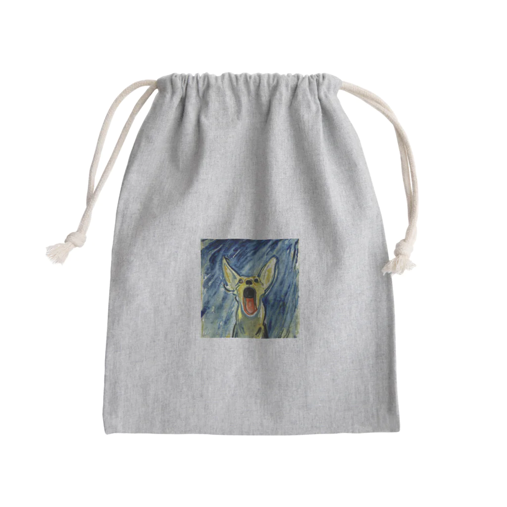 ミルクのショップの遠吠えするアート犬 Mini Drawstring Bag