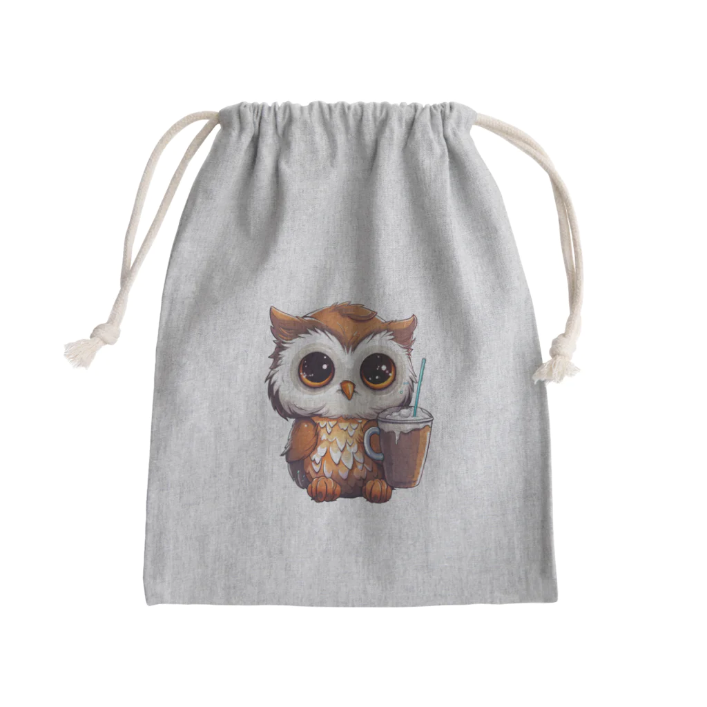 Vasetti_pressのフクロウとコーヒー Mini Drawstring Bag