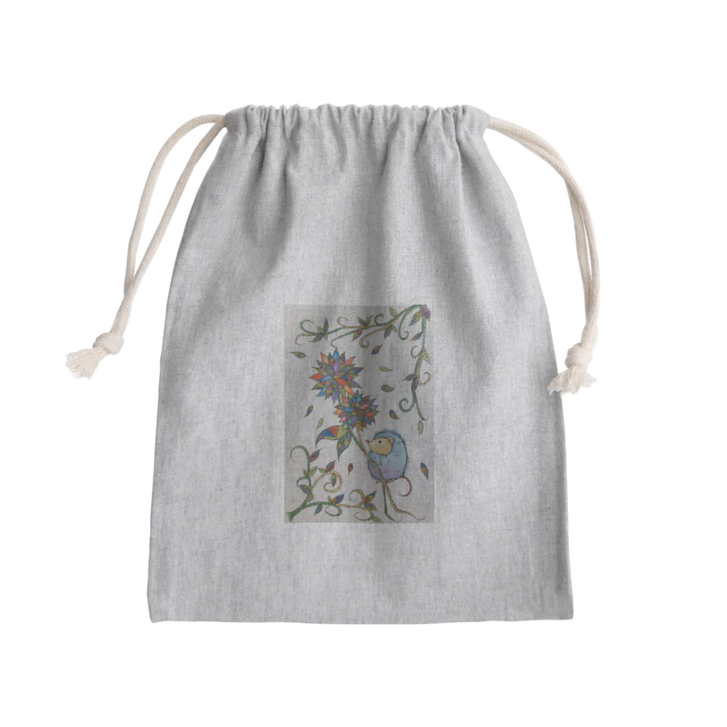 suuのカラフルな花とハリネズミ Mini Drawstring Bag