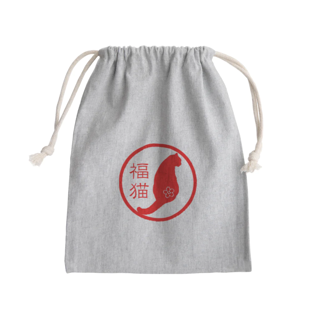 福猫商店の福猫-赤- Mini Drawstring Bag