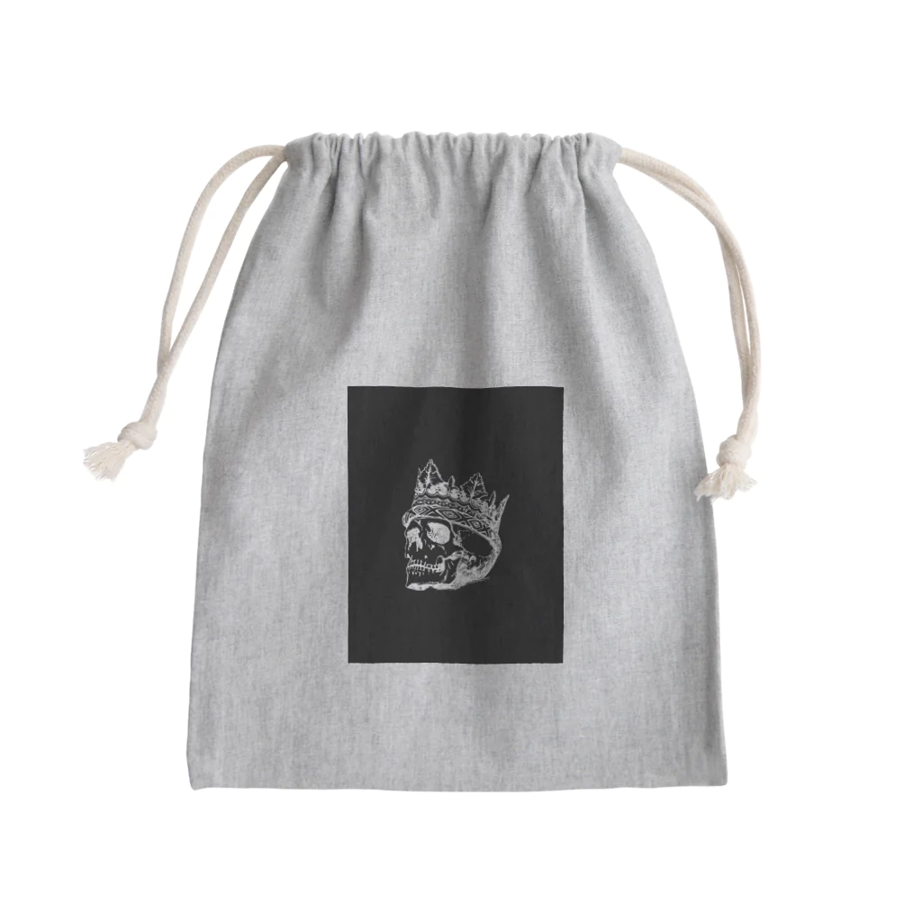 COOL&SIMPLEのBlack White Illustrated Skull King  Mini Drawstring Bag