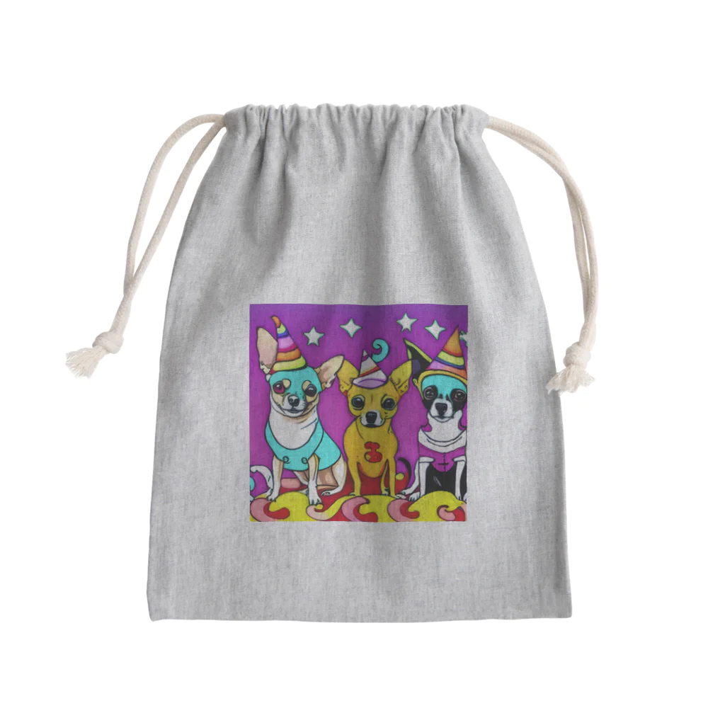 チワワ愛好家ショップのかぼちゃ大騒動！ハロウィン・チワワトリオの楽しいパーティー Mini Drawstring Bag