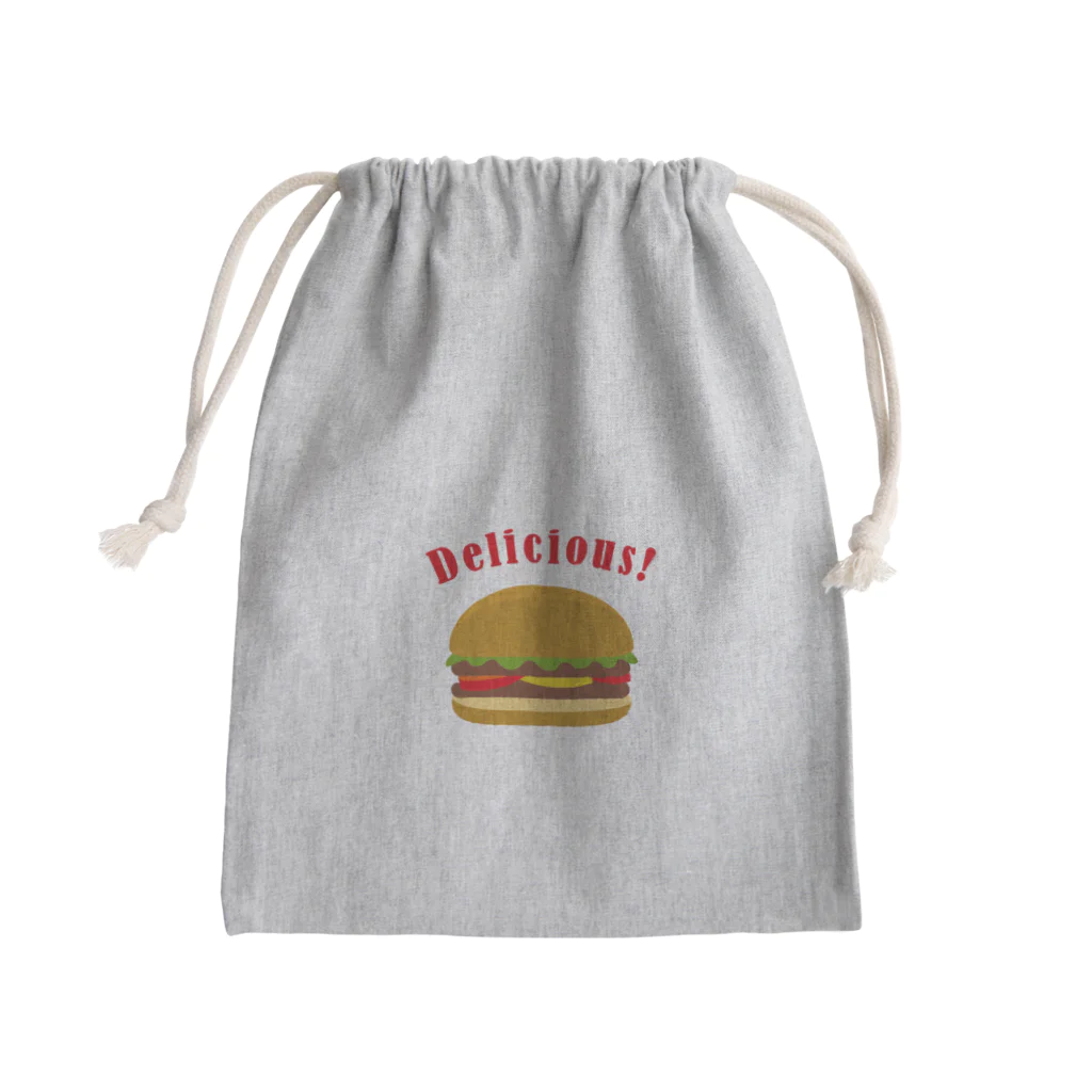 坂井暁子のハンバーガー002_backprint Mini Drawstring Bag