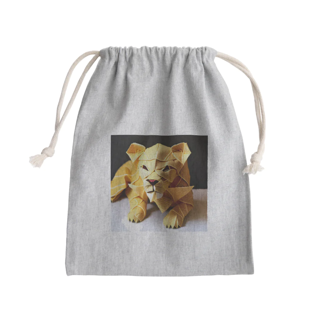 もりもり雑貨店のライオンママ　エメラルド Mini Drawstring Bag