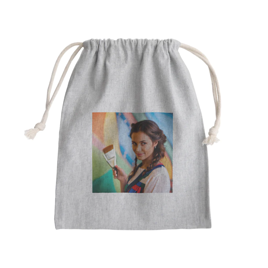 Stylishのアートな女性 Mini Drawstring Bag