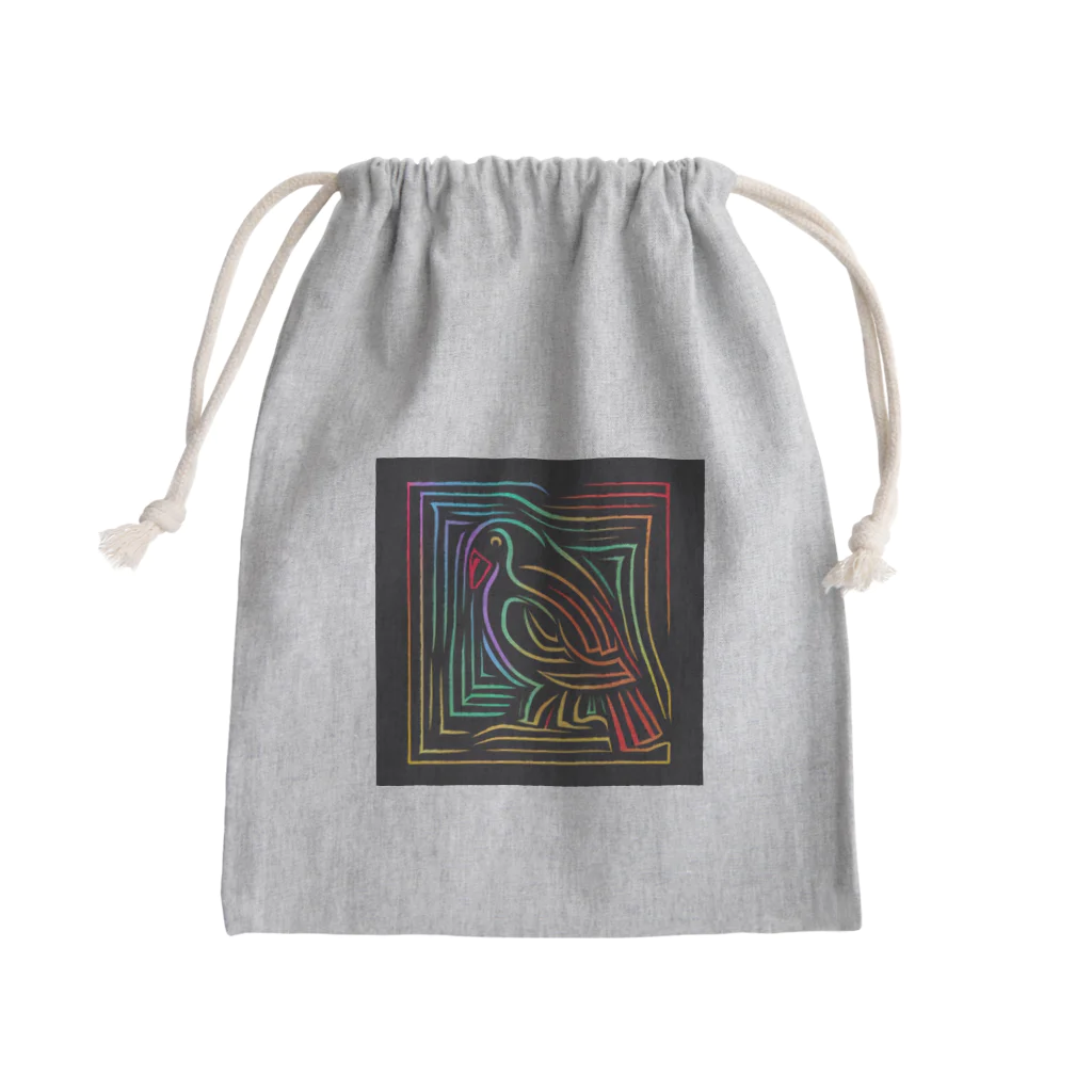 ikubohのナスカの地上絵「オウム」インスパイア03 Mini Drawstring Bag