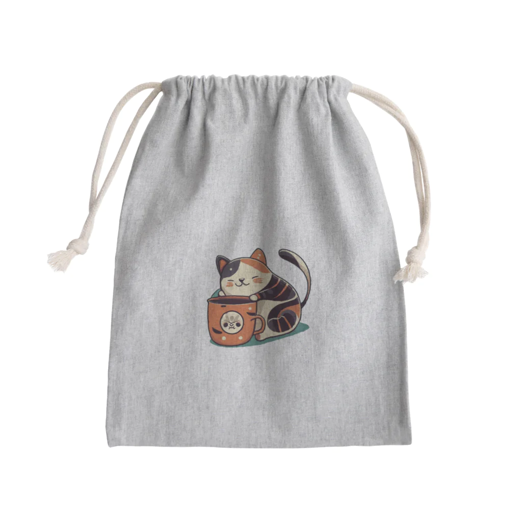 ピヨ爺の副業のほっとひとねこ = ねこまる = Mini Drawstring Bag