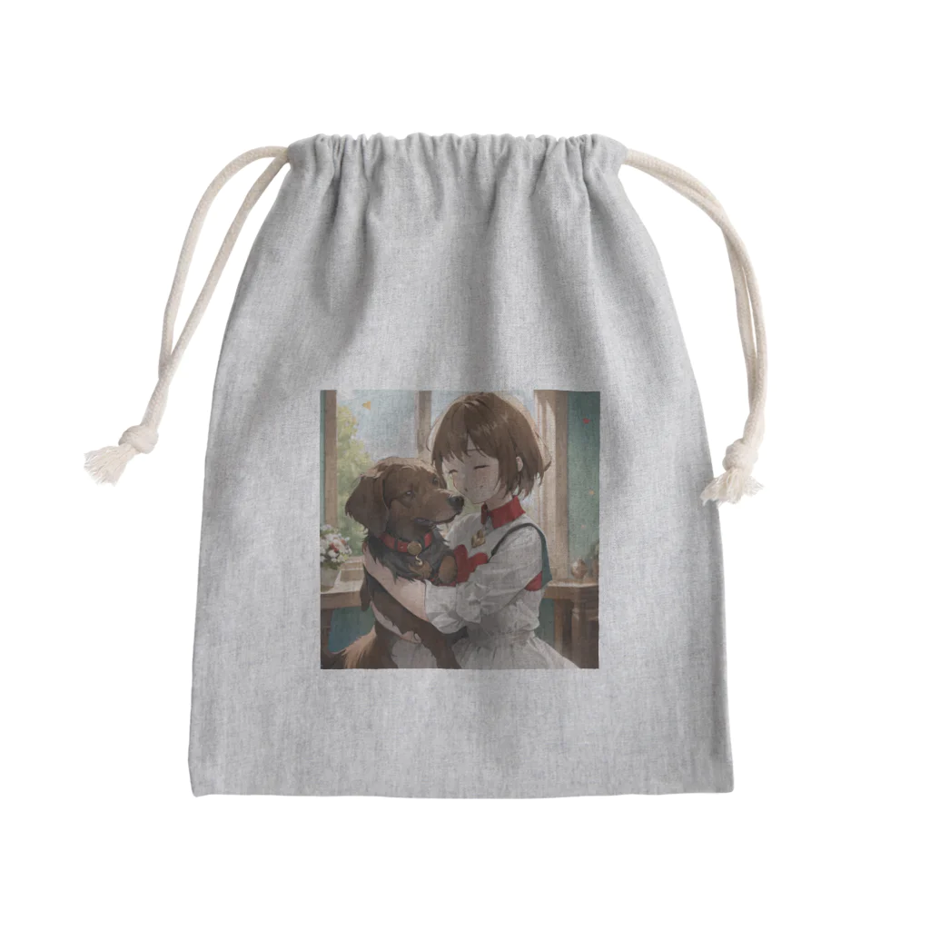 フウマショプの少女と愛犬 Mini Drawstring Bag