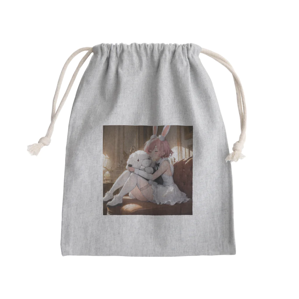 フウマショプのうさぎと犬のハグ Mini Drawstring Bag