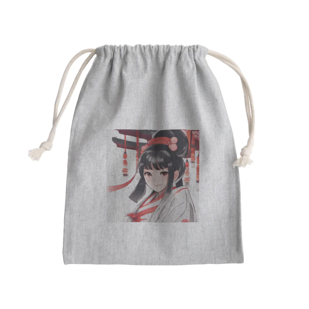 ワンダーワールド・ワンストップの巫女服を着た綺麗なポニーテール女性のグッズ Mini Drawstring Bag