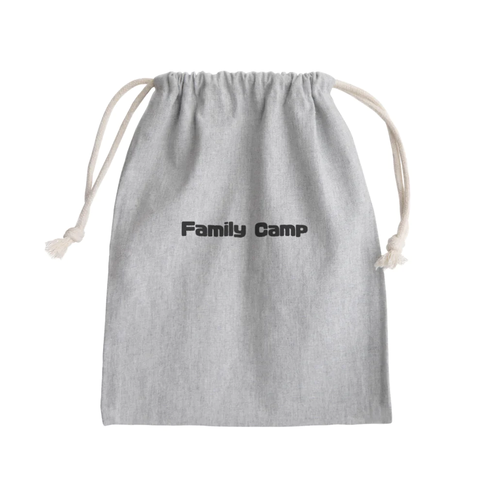 yukazo-のFamily Camp くろ Mini Drawstring Bag