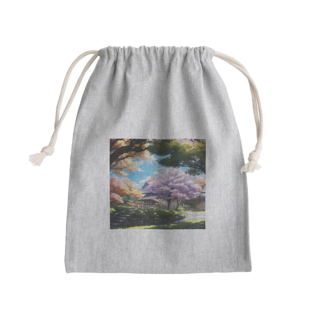 ビビりちゃんのサクラ神社 Mini Drawstring Bag