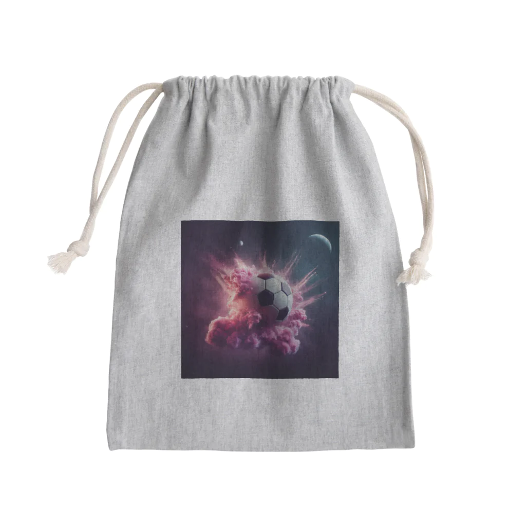 ワンダーワールド・ワンストップの宇宙の中でピンク色の煙を放ち爆発するサッカーボール③ Mini Drawstring Bag